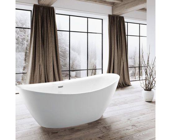 Акриловая ванна Vincea VBT-203, 180х85х65, цвет белый, слив-перелив в комплекте, хром_