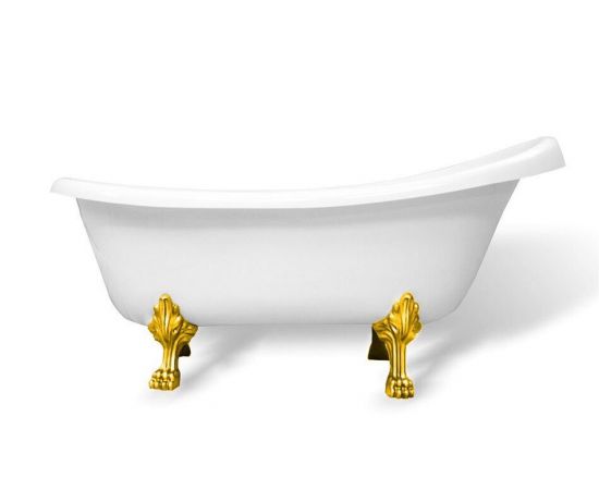 Мраморная ванна AquaStone Скарлет ножки золото Premium_