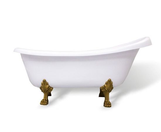 Мраморная ванна AquaStone Скарлет ножки бронза Premium_