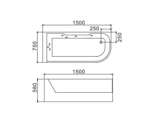 Акриловая ванна WeltWasser WW ALSTER 150/75 WT L с г/м_, изображение 2