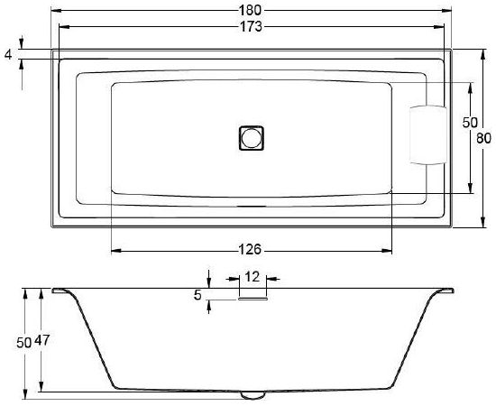 Акриловая ванна Riho Still Square 180x80 подголовник справа с каркасом Riho 180x80 усиленный 2YNVN1017_, изображение 3
