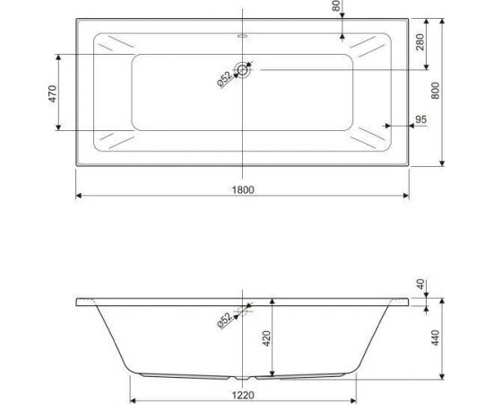 Акриловая ванна Cezares Plane mini 180x80 с каркасом Cezares EMP-180-80-MF-R_, изображение 3