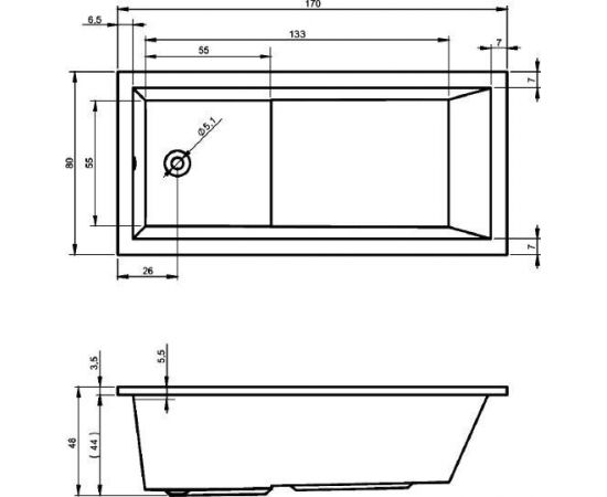 Акриловая ванна Riho Lusso Plus 170x80 с ножками Riho Universal POOTSET01U_, изображение 3