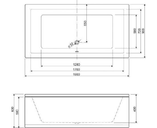 Акриловая ванна Cezares Plane 190x90 с каркасом  Cezares Plane PLANE-190-90-MF-R_, изображение 3