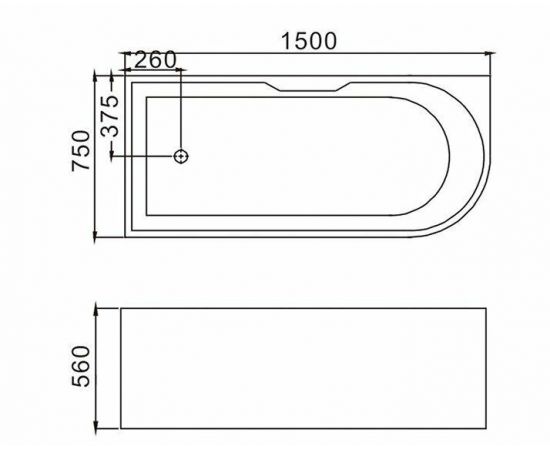 Ванна пристенная Grossman GR-2201R 75x150x56_, изображение 4