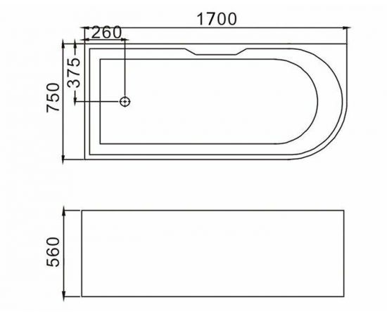 Ванна пристенная Grossman GR-2202R 75x170x56_, изображение 4