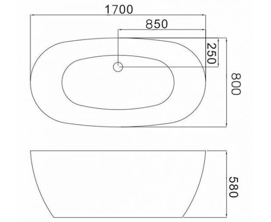 Ванна отдельностоящая Grossman GR-2501 M Black 80x170x58_, изображение 3