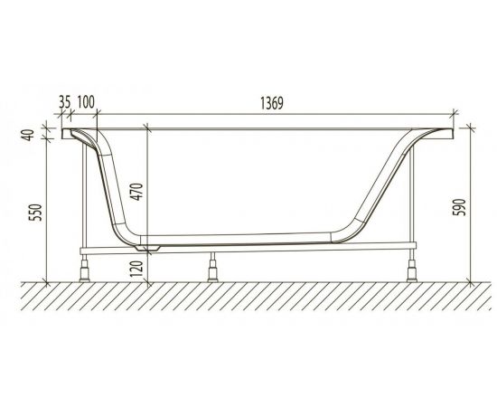 Акриловая ванна Eurolux QWATRY 150x70 с каркасом_, изображение 8