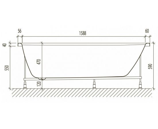 Акриловая ванна Eurolux OLIVE 170x75 с каркасом и экраном_, изображение 6