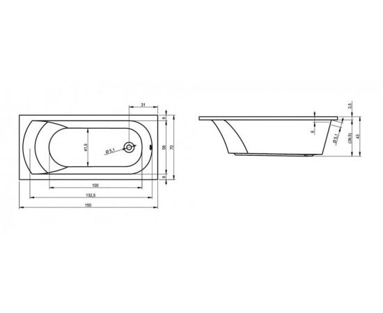 Акриловая ванна Eurolux MIAMIKA 150x70 с каркасом и экраном_, изображение 6