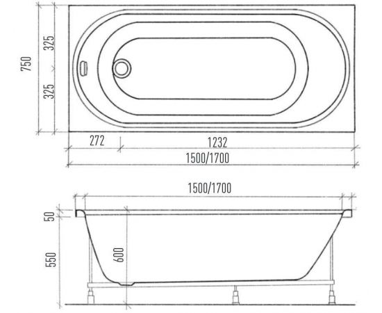 Акриловая ванна Eurolux OBERONY 170x75 с каркасом, экраном и слив-переливом_, изображение 5