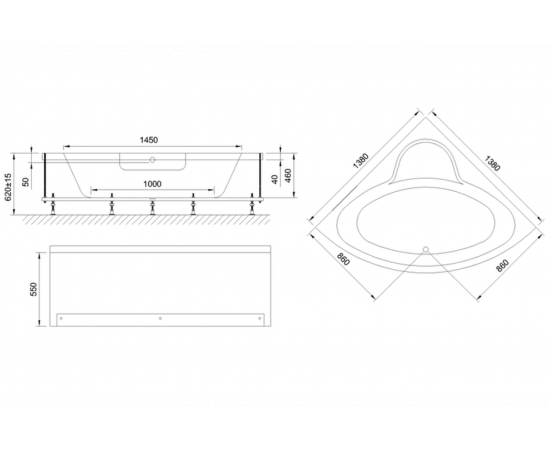 Акриловая ванна Royal Bath Fanke 140x140 с каркасом RB581200K_, изображение 4