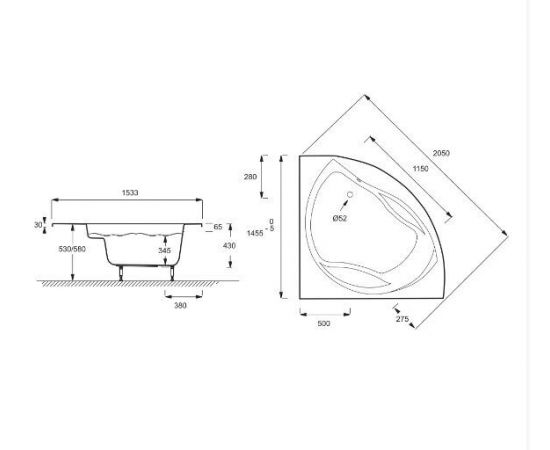 Акриловая ванна Jacob Delafon Presquile 145x145 с каркасом SF045RU-NF_, изображение 3