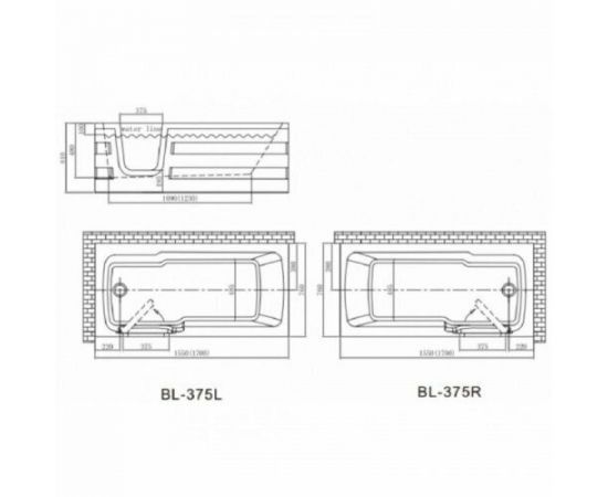 Акриловая ванна Bolu BL-375 PERSONAS 155х76 без гидромассажа L (150-155х76 см)_, изображение 8