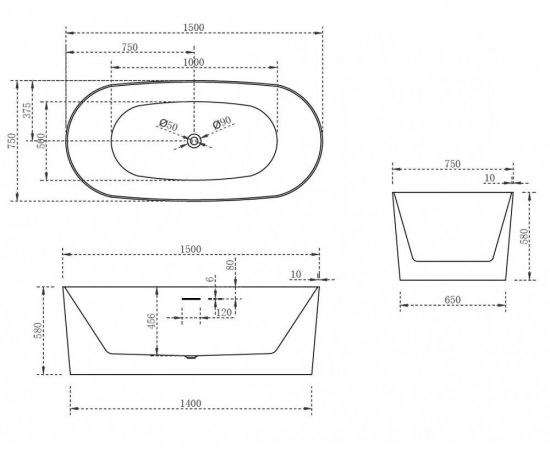 Акриловая ванна Abber AB9368-1.5_, изображение 5