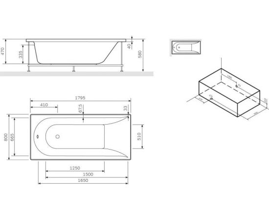 Акриловая ванна AM.PM Spirit 180x80 без гидромассажа с каркасом W72A-180-080W-R2_, изображение 7