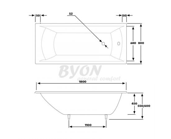 Ванна чугунная Byon MILAN 180 с ножками_, изображение 7