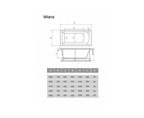 Акриловая ванна Vayer Milana 180x75 с каркасом_, изображение 5