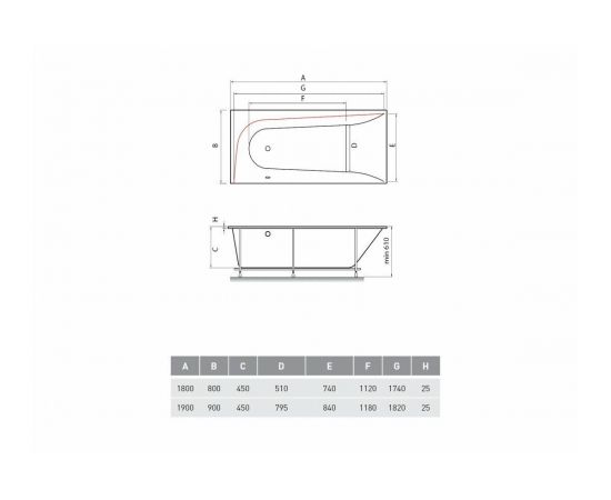 Акриловая ванна Vayer Boomerang 180x80 L с каркасом_, изображение 6