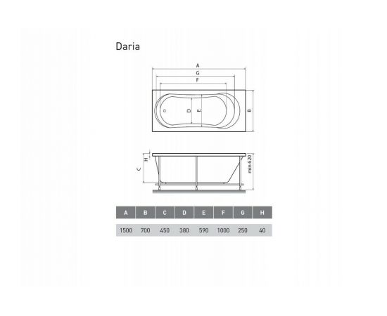 Акриловая ванна Relisan Daria 150x70 с каркасом и слив-переливом_, изображение 6