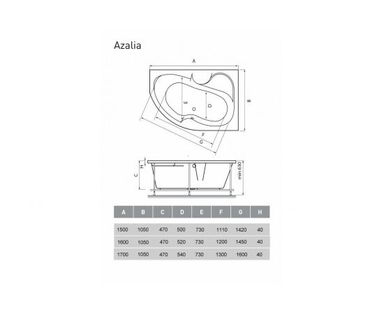 Акриловая ванна Vayer Azalia R 160x105 с каркасом_, изображение 6