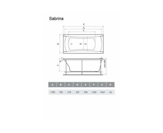 Акриловая ванна Relisan Sabrina 170х70 с каркасом и слив-переливом_, изображение 5