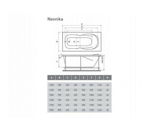 Акриловая ванна Relisan Neonika 150x70 с каркасом и слив-переливом_, изображение 6