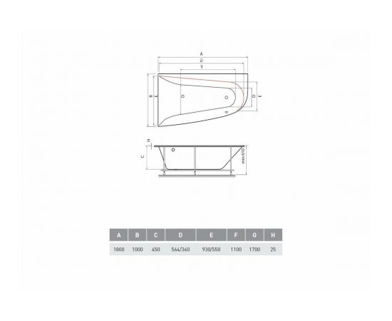 Акриловая ванна Vayer Boomerang 160x90 L с каркасом и слив-переливом_, изображение 8