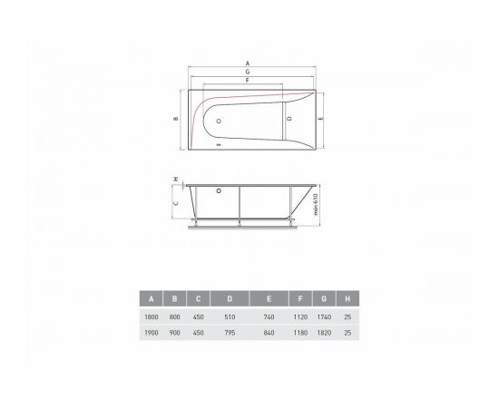 Акриловая ванна Vayer Boomerang 190x90 L с каркасом и слив-переливом_, изображение 7