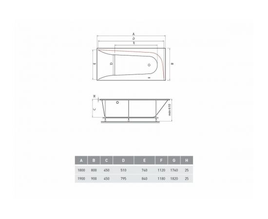 Акриловая ванна Vayer Boomerang 190x90 R с каркасом и слив-переливом_, изображение 7