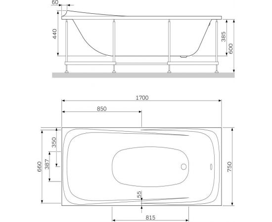 Акриловая ванна AM.PM Sensation 170х75 с каркасом W30A-170-075W-R_, изображение 6