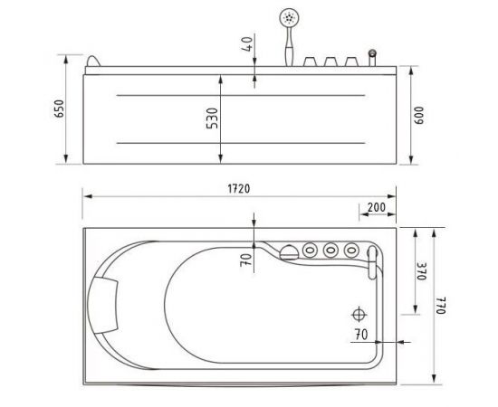 Акриловая ванна Gemy G9006-1.7 B R_, изображение 4