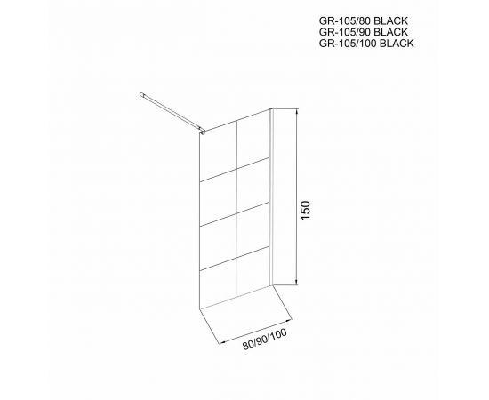 Шторка для ванны Grossman GR-105/100BLACK_, изображение 3