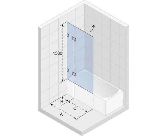 Шторка на ванну Riho Scandic NXT X109 95x150 L черный_, изображение 2