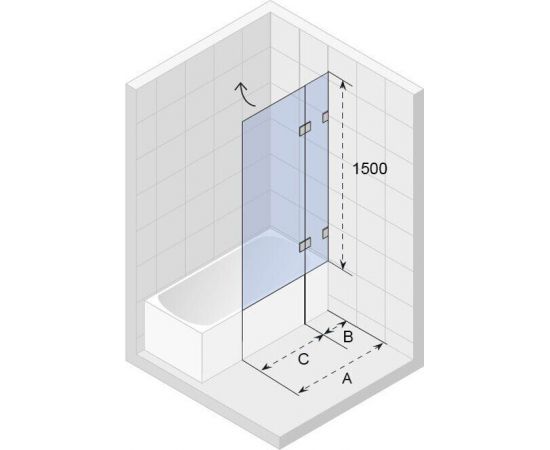 Шторка на ванну Riho Scandic NXT X109 100x150 R черный_, изображение 2