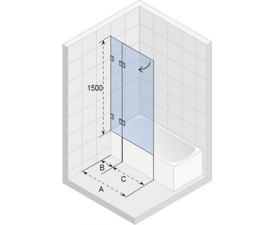Шторка на ванну Riho Scandic NXT X109V 95x150 R хром_, изображение 2