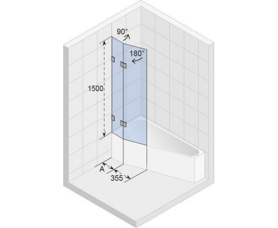Шторка на ванну Riho Scandic NXT X500 Delta 150/160 L хром_, изображение 2