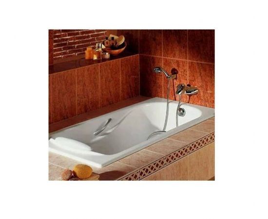 Чугунная ванна Roca Malibu 23107000R 160x75 см с ручками 526803010 хром и ножками 150412330_, изображение 4
