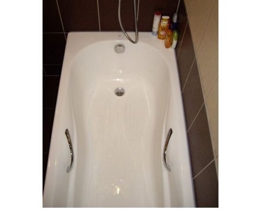 Чугунная ванна Roca Haiti 23307000R 160x80 см с ручками 526804210 хром и ножками 150412330_, изображение 5