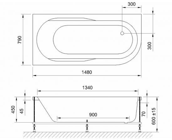 Гидромассажная ванна Royal Bath AZUR STANDART 150x80x60L_, изображение 2