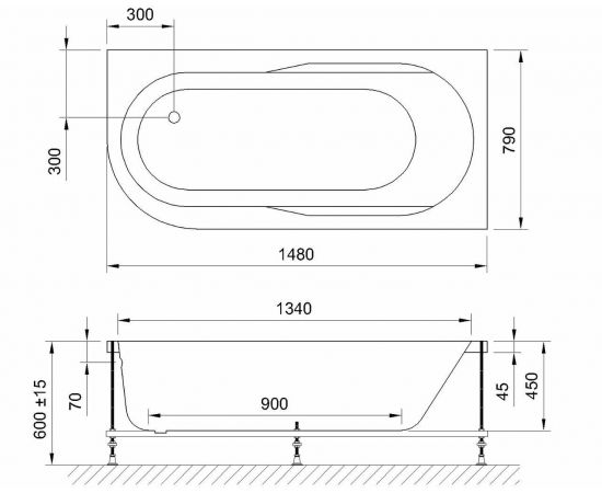 Гидромассажная ванна Royal Bath AZUR STANDART 150x80x60R_, изображение 2