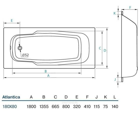 Стальная ванна Koller Pool Atlantika 180X80 B80JAH00E_, изображение 2