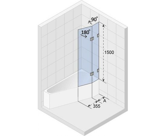 Шторка на ванну Riho Scandic NXT X500 Delta 150/160 R хром_, изображение 2