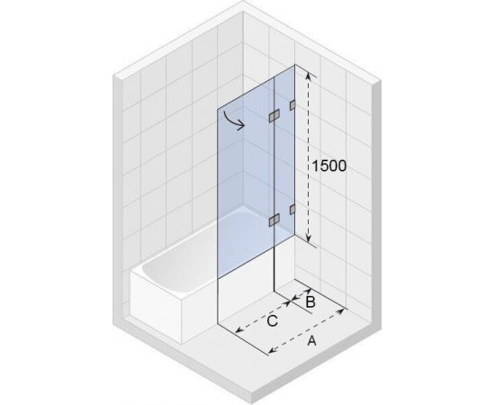 Шторка на ванну Riho Scandic NXT X109V 90x150 R хром_, изображение 2