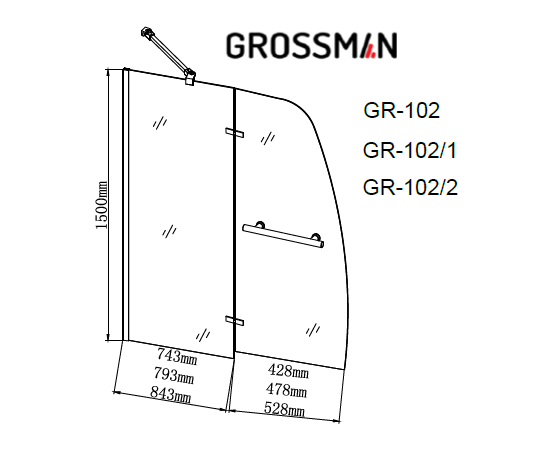 Шторка для ванны Grossman GR-102/1_, изображение 3