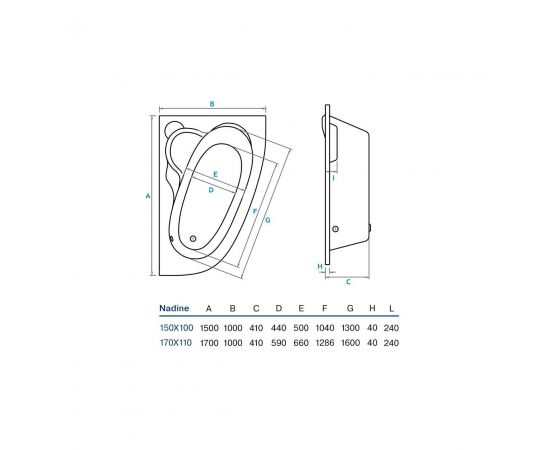 Акриловая ванна Koller Pool Nadine 150X100 L_, изображение 2