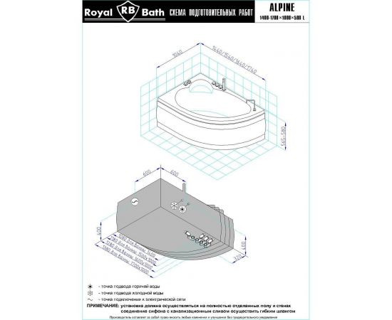 Гидромассажная ванна Royal Bath ALPINE STANDART 160x100x58L_, изображение 2