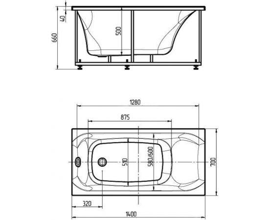 Акриловая ванна Акватек Альфа ALF140-0000019 140x70, слив слева_, изображение 4