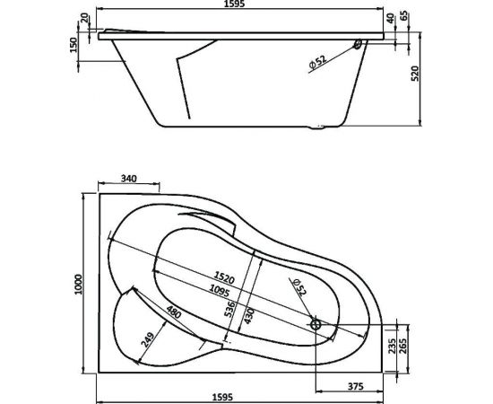 Акриловая ванна Santek Ибица XL R с монтажным набором WH112427_, изображение 5