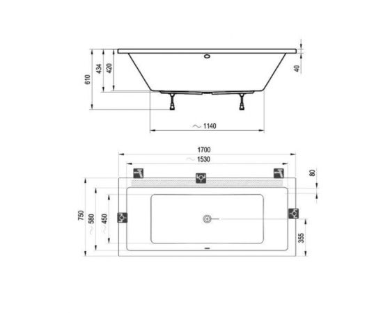 Акриловая ванна Ravak Formy 01 170 с ножками CY00030000_, изображение 2